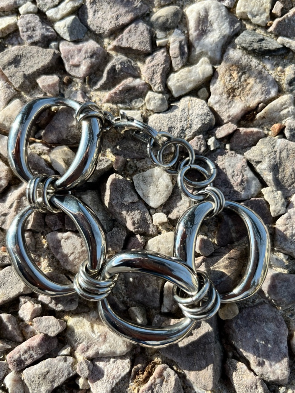 Polished Silver-Link Chunky Bracelet - Women Jewelry